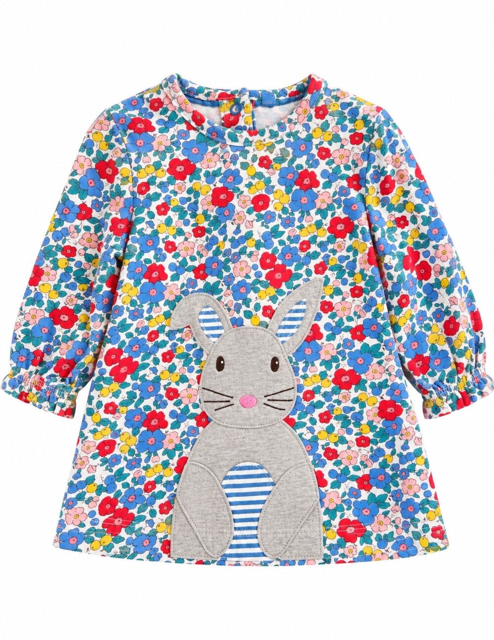 Baby Boden Floral Appliqué Jersey Dress 0-3M